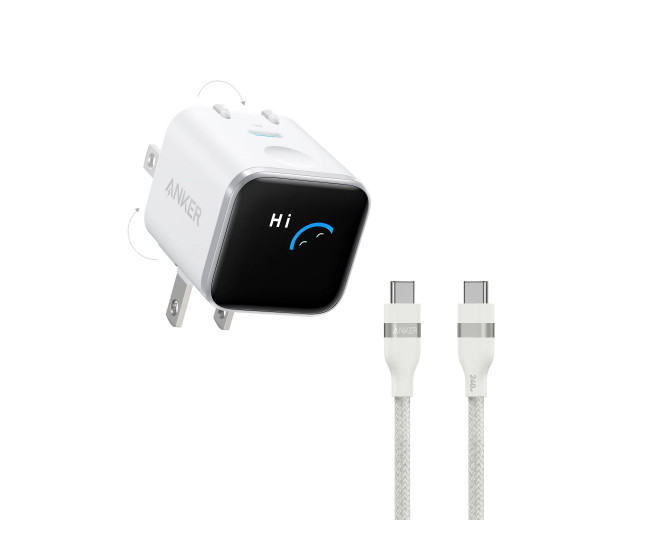 Смарт-зарядка с дисплеем Anker Nano Charger 45W with USB-C to USB-C Cable Aurora White